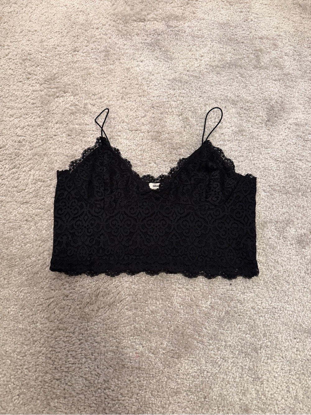 Garage Black Full Lace Crop Top Camisole Bralette-Med